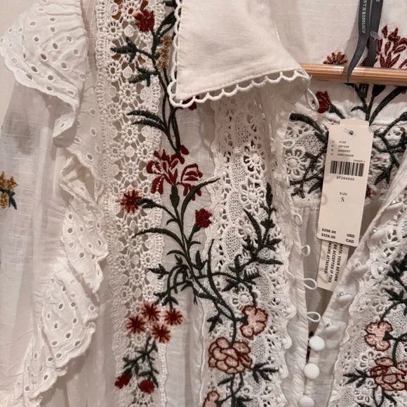 NWT By Anthropologie Long-Sleeve V-Neck Eyelet Midi Dress - Picture 8 of 12